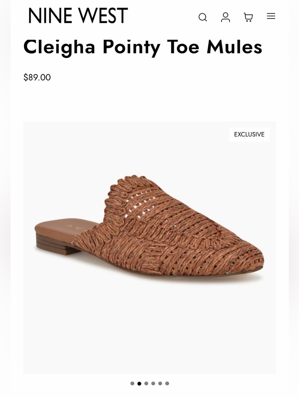Nine West Cleigha Brown Woven Pointed Mules
